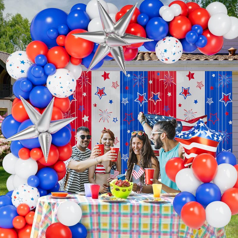 4th of july garden party balloon arch decorations outdoor