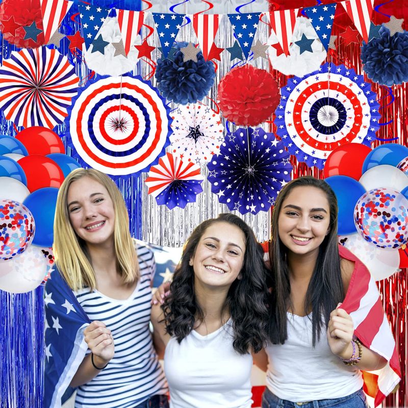 4th of july party paper fans decortions