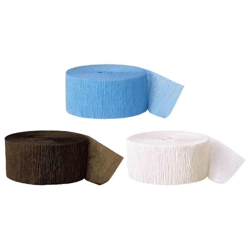 Baby Blue Brown White Crepe Paper