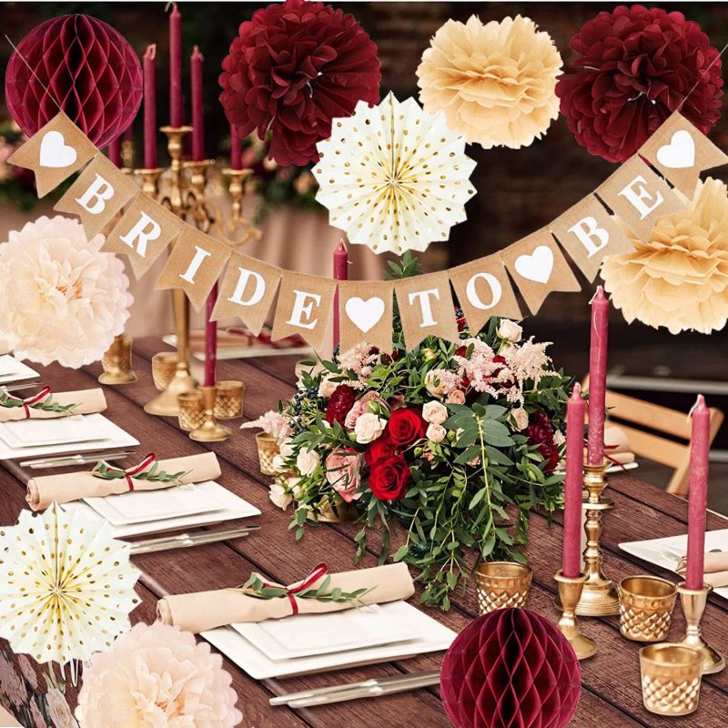Bachelorette Party Decorations Burgundy - Gold Maroon Color Bridal ...