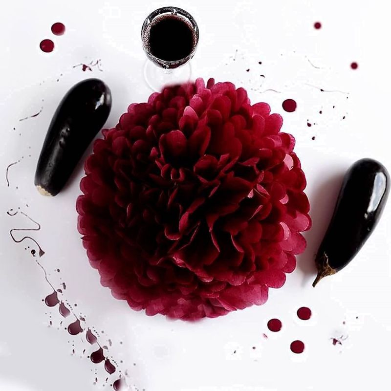 Bridal Shower wine red pompom flowers