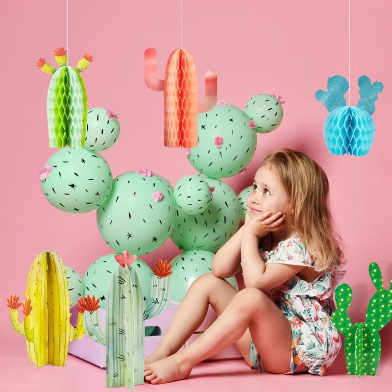 Cactus hanging paper honeycomb balls