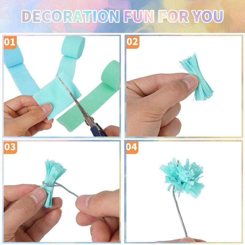 12 Colors Pastel Crepe Paper Streamers for Rainbow Unicorn Baby Shower