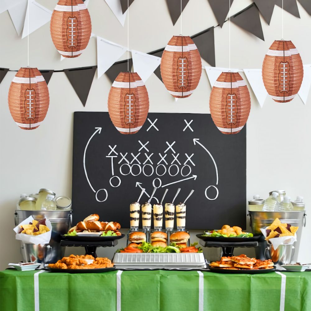 Decorative football lanterns adding a playful touch to the ambiance