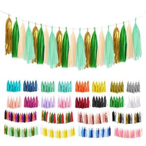 Green Set tissue paper tassel garland