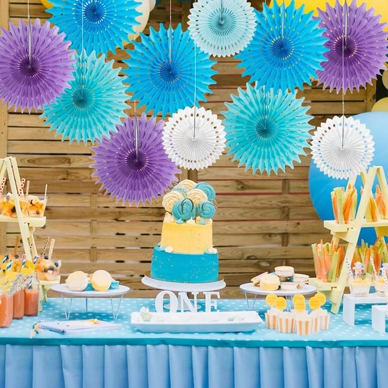 Hanging Paper Fans gender reveal