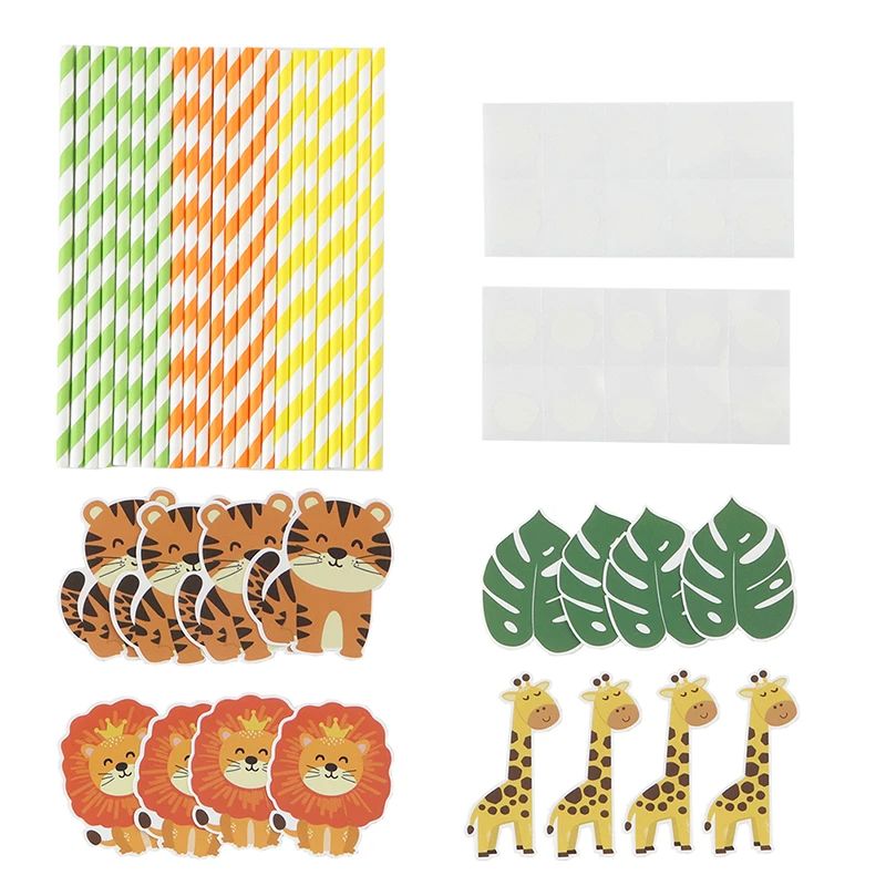 Jungle Themed paper straws sets
