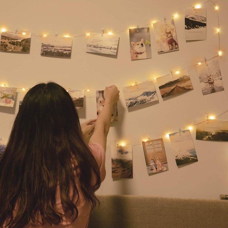 33FT Photo Clip String Lights for Indoor Bedroom Wall Pictures Dorm Cute Decor SUNBEAUTY