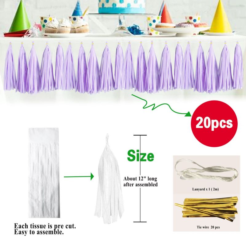 Lavender tissue paper tassel garland