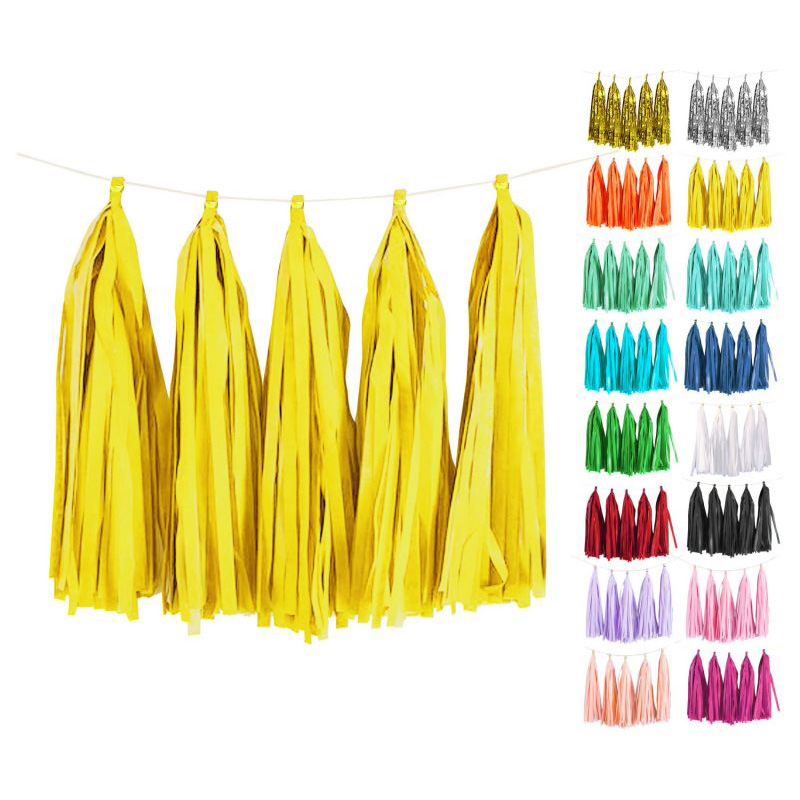 Light Yellow tissue paper tassel garland