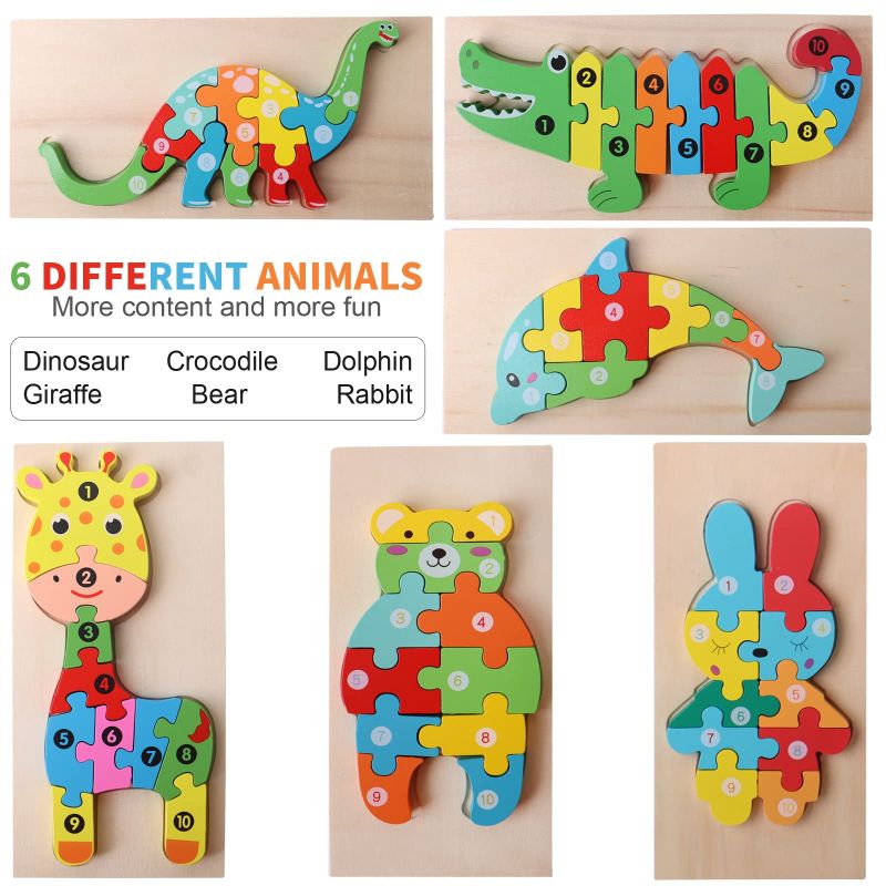 Old Wooden Dinosaur Puzzles 6 types