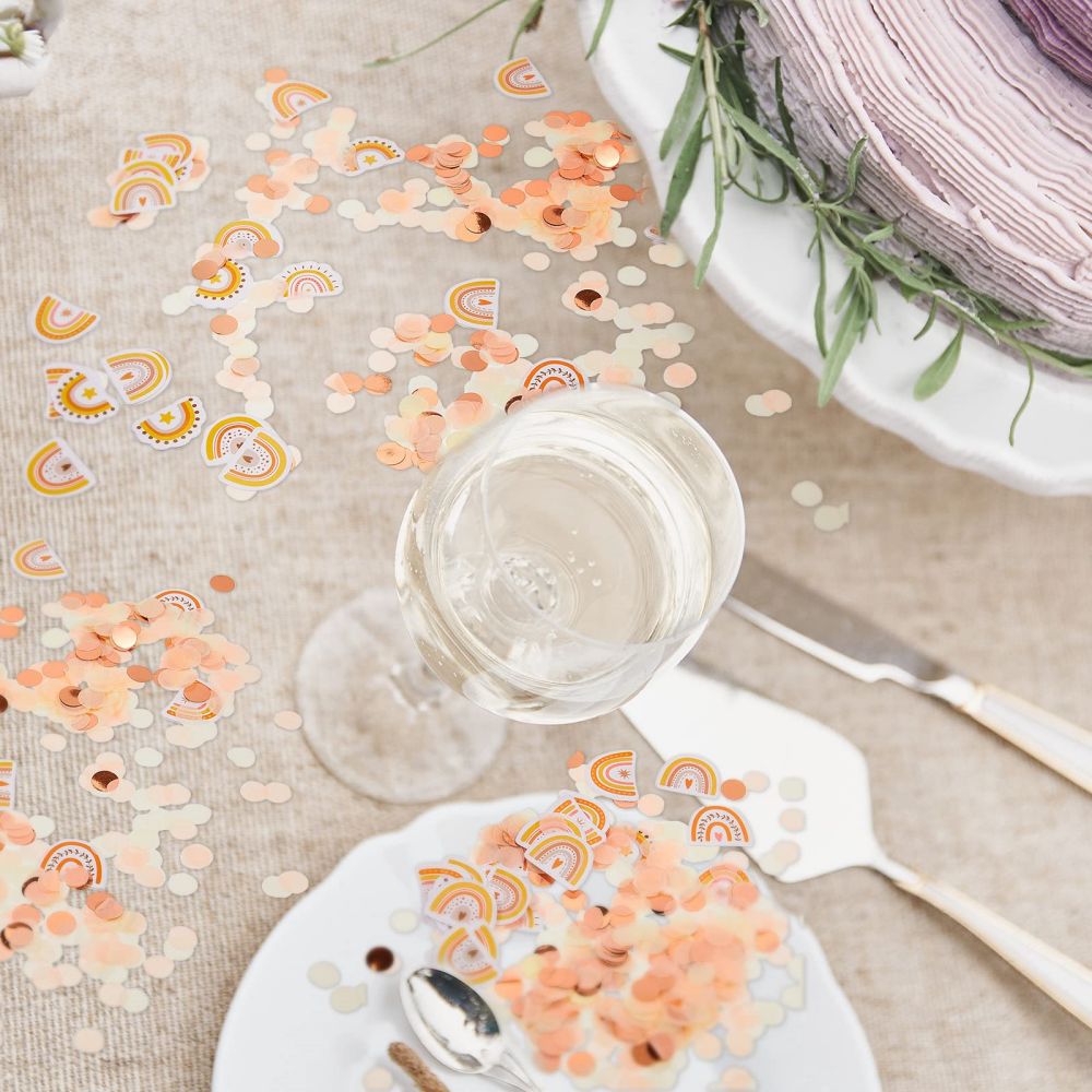 Rose Gold rainbow themed confetti