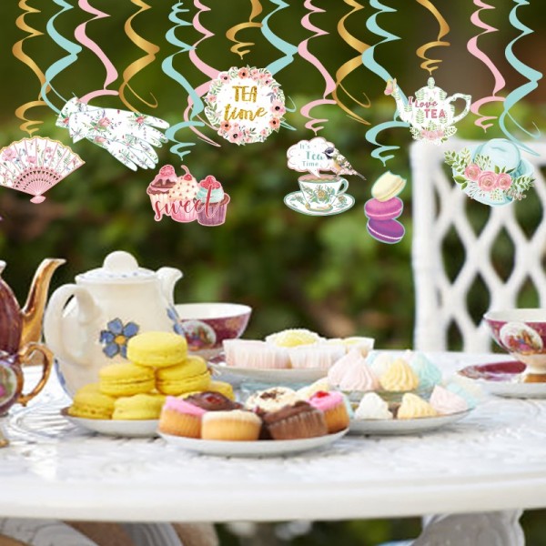 Tea Party Hanging Swirl Decorations for Tea Theme