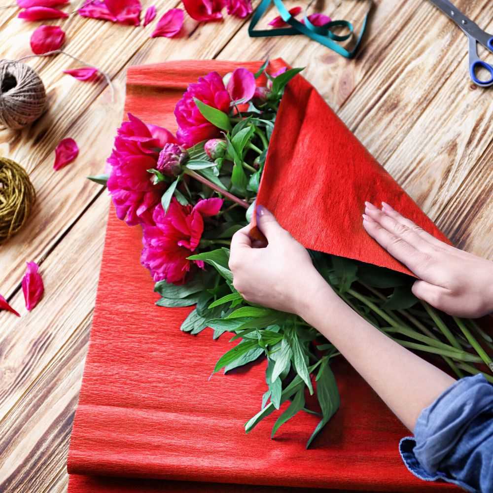bouquet wrapping with Custom Colorful Crepe Paper