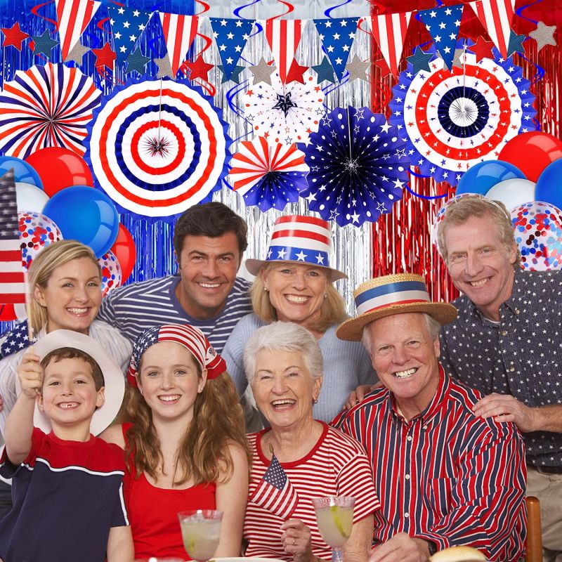 fourth of july party paper fan decorations family decor