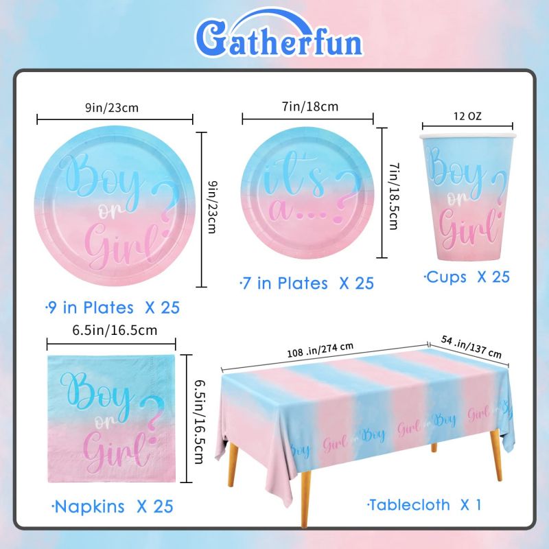 gender reveal plates and cups