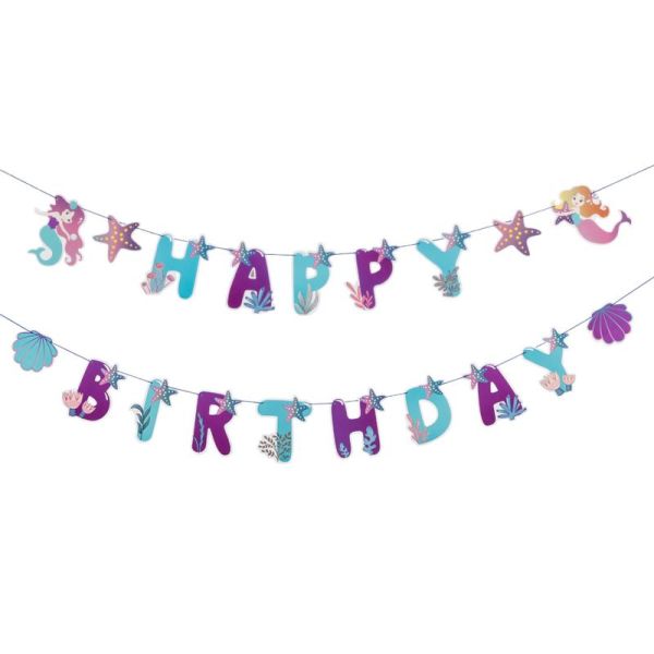 mermaid theme birthday party banners