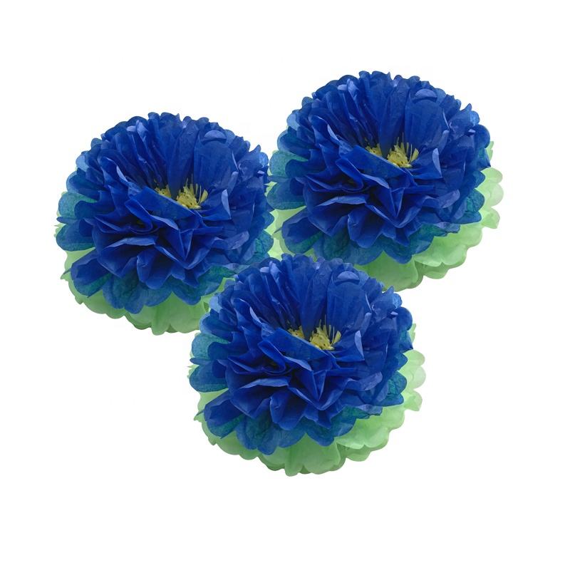 navy blue tissue pom poms