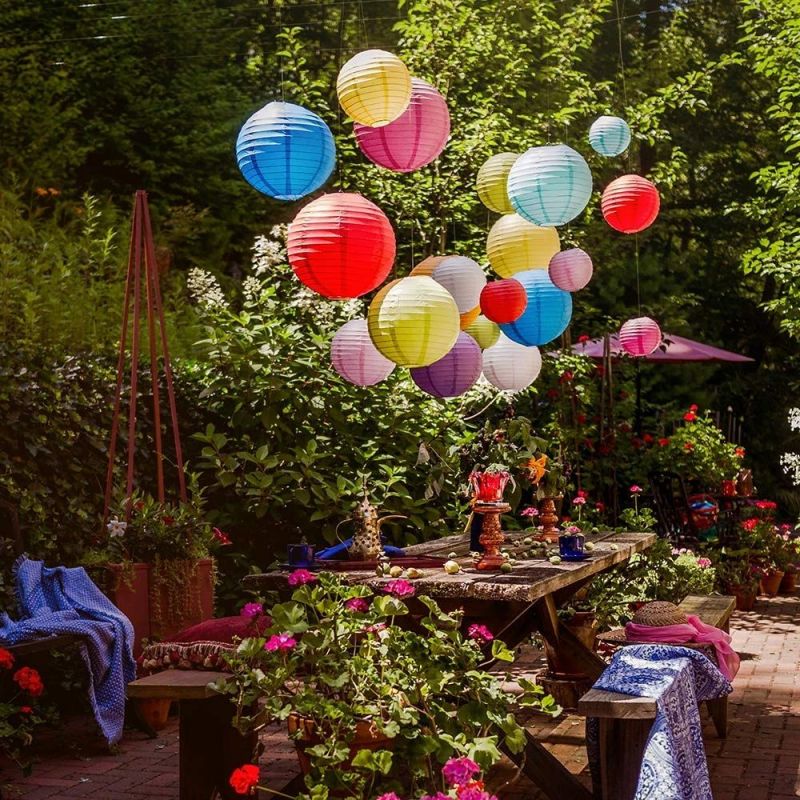 paper star lanterns garden party