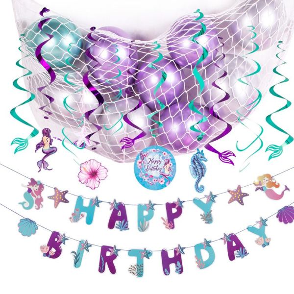 purple color birthday party banners