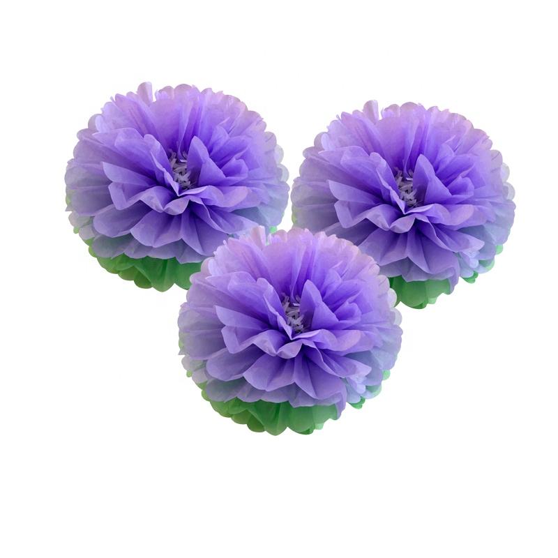 purple tissue pom poms