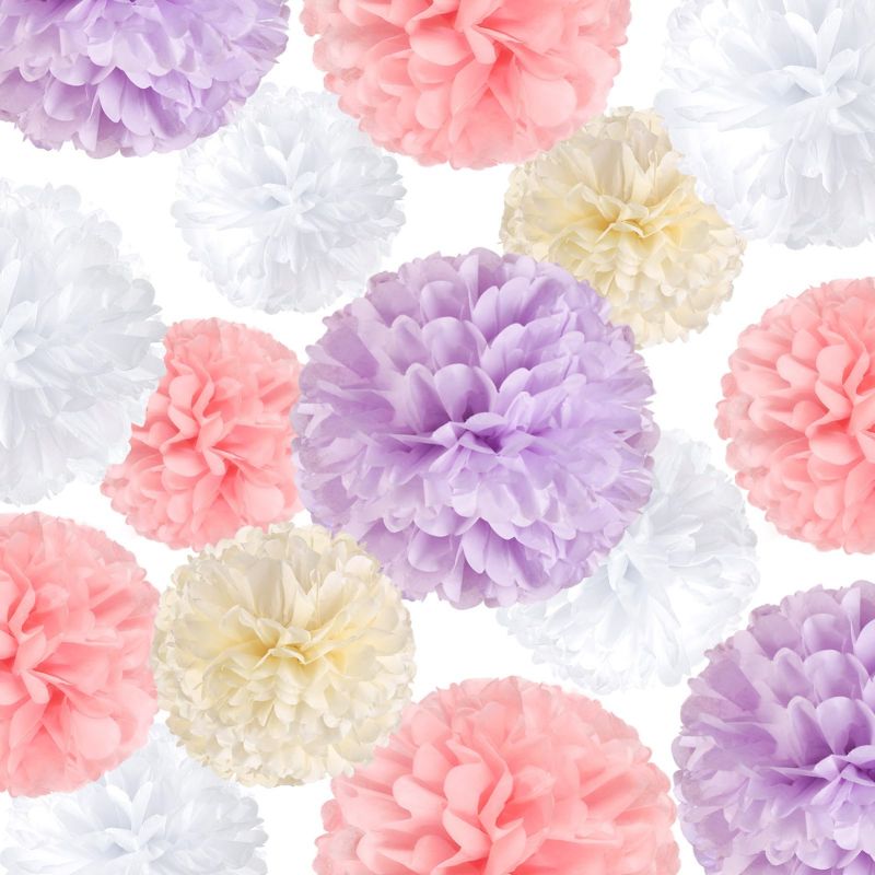 purple tissue pompom flowers