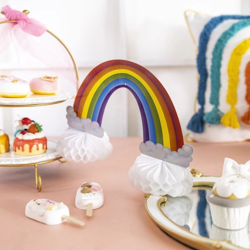 rainbow decor paper honeycomb white color
