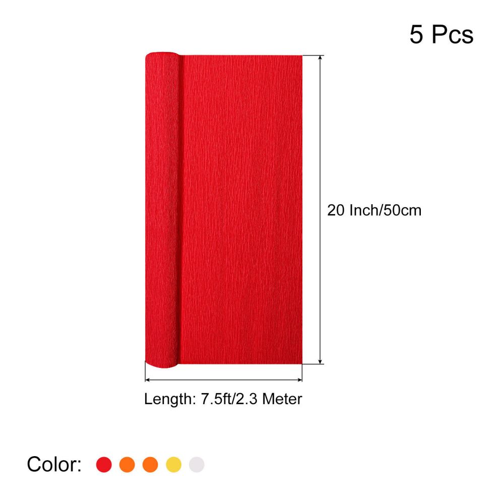 size information for Custom Colorful Crepe Paper