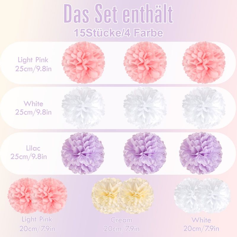 size pompom flowers decorations