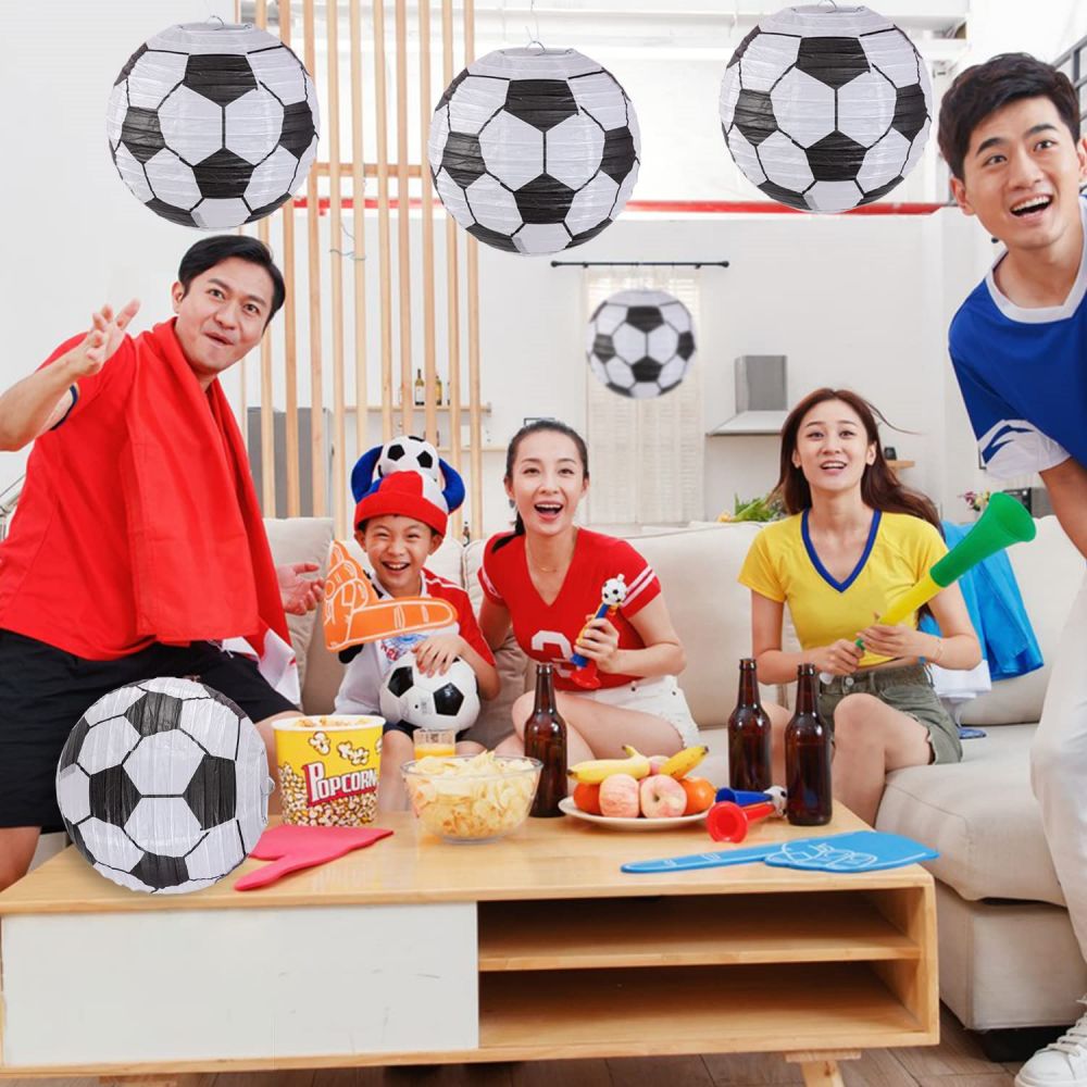 soccer-themed paper lanterns for sports event