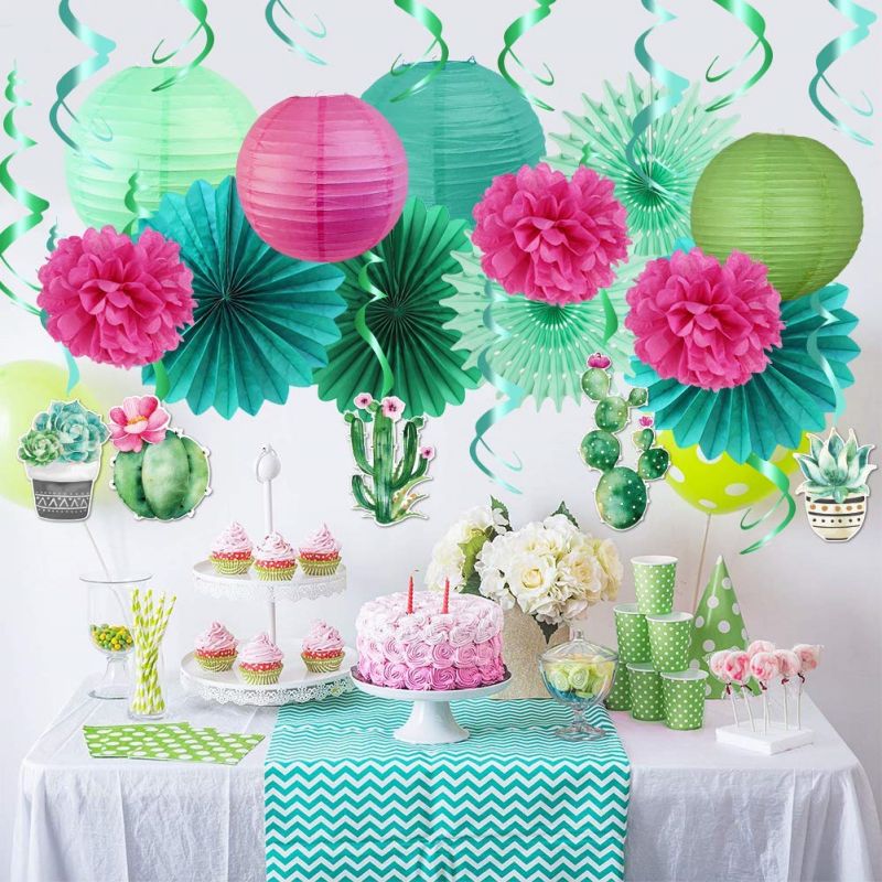 sunmmer party paper fans and lanterns
