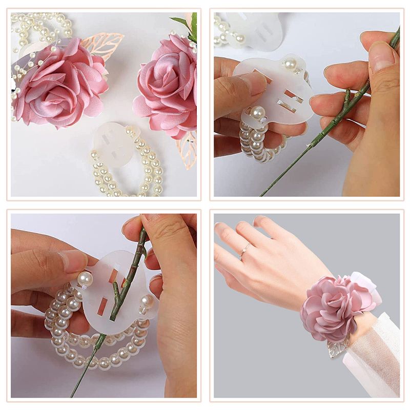 Elastic Pearl Wrist Corsage Bracelets Bands Stretch Wristband for