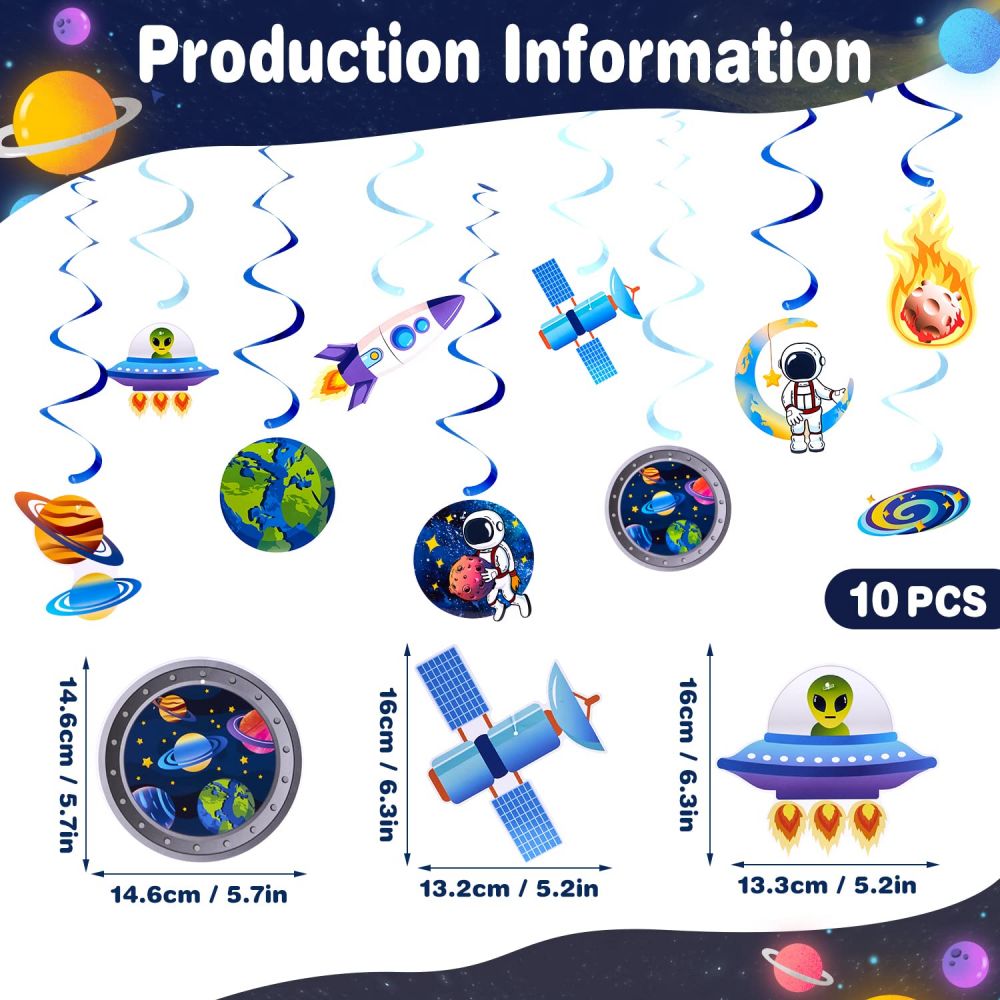 10 PCS Space Galaxy Decorations Party Swirl
