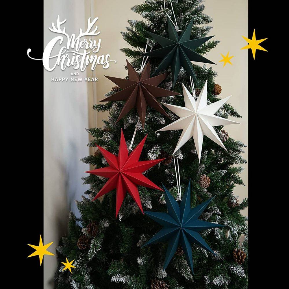 9 Pointed Paper Star Lanterns for Christmas tree decoration