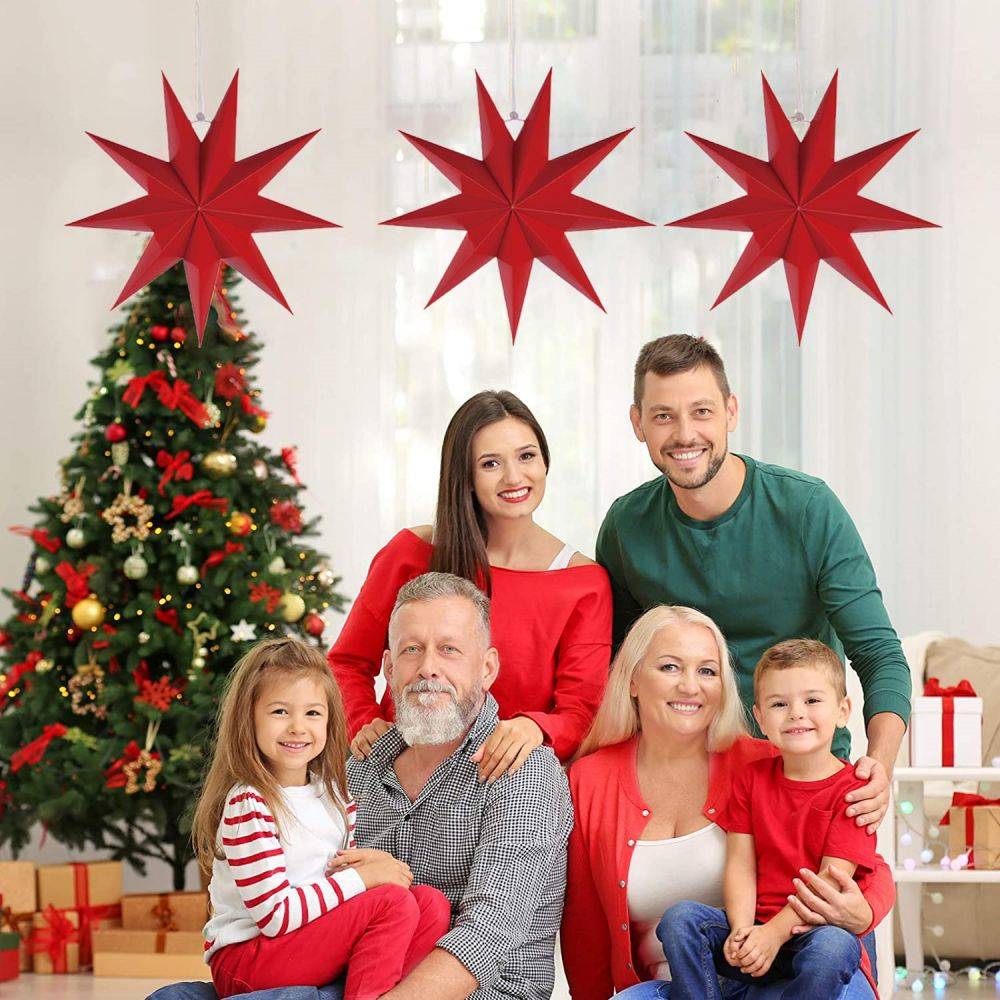 9 Pointed Paper Star Lanterns for Family Christmas party