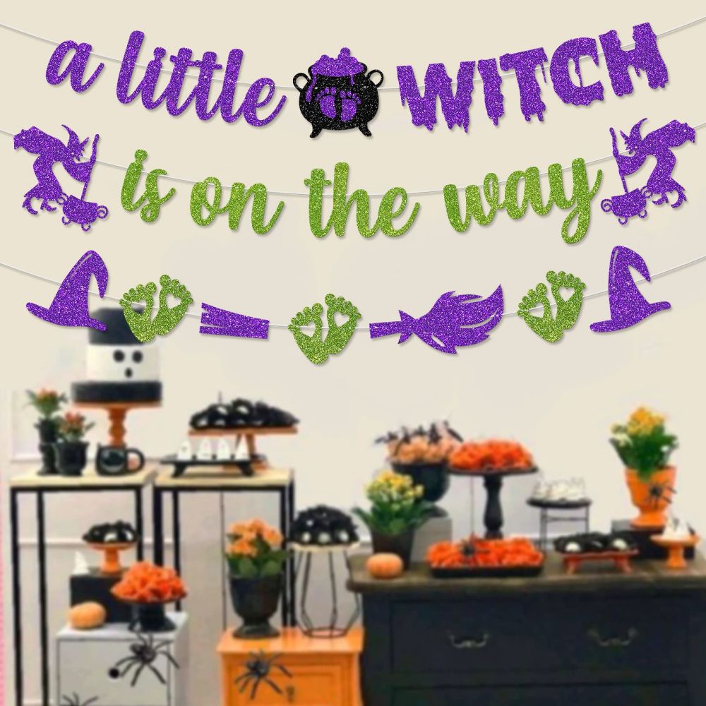 A Little Witch Is On The Way Banner Decotaions