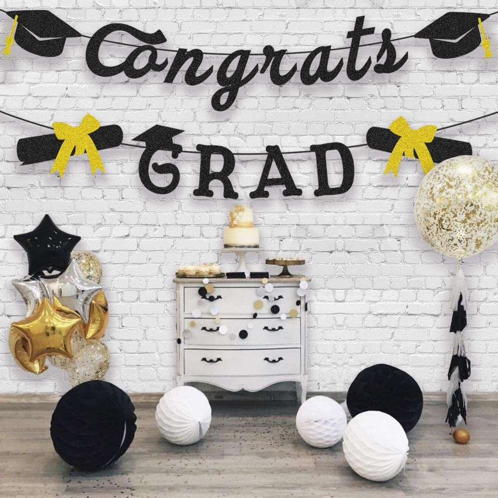 Black Congrats Grad Banner