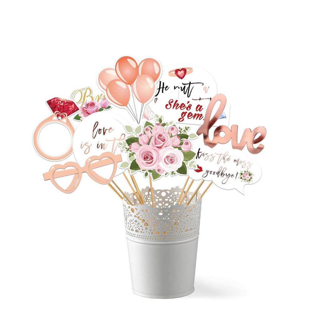 Bridal Shower Photo Booth Props 23pcs Rose Gold Bride to Be, Miss to Mrs Party Gift Accessories