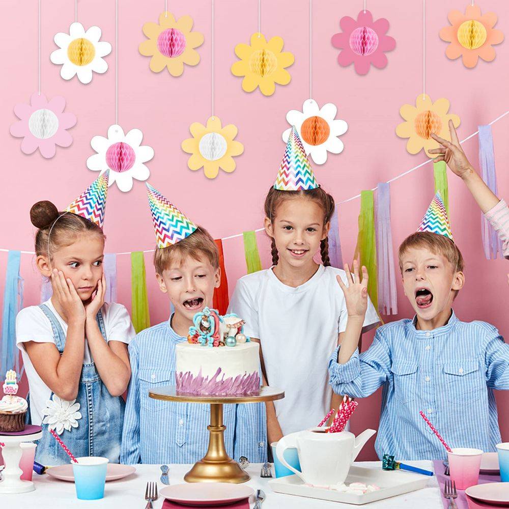 Daisy Flower Hanging Paper Honeycomb Decorations for Kids Party
