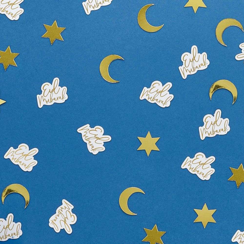 Eid Mubarak Letter Moon Star Confetti
