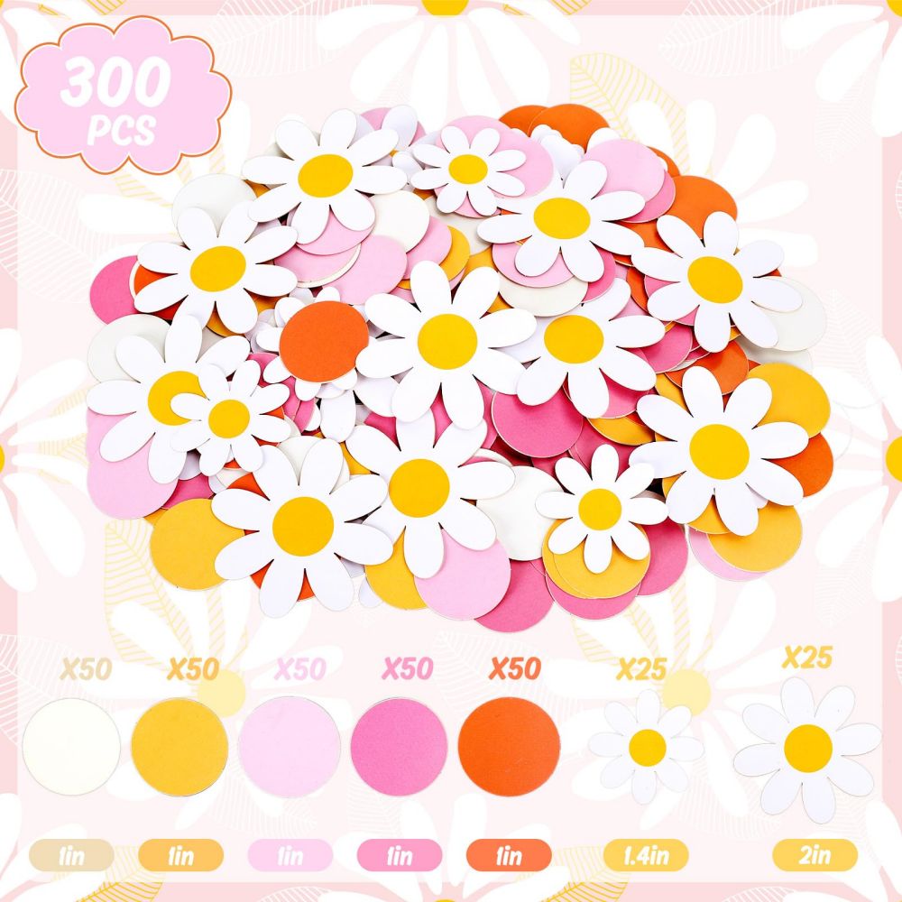 Flower Confetti Boho Groovy Daisy Spring Floral Round Confetti for Party Decorations
