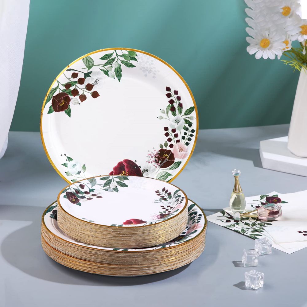 Green leaves flower plate