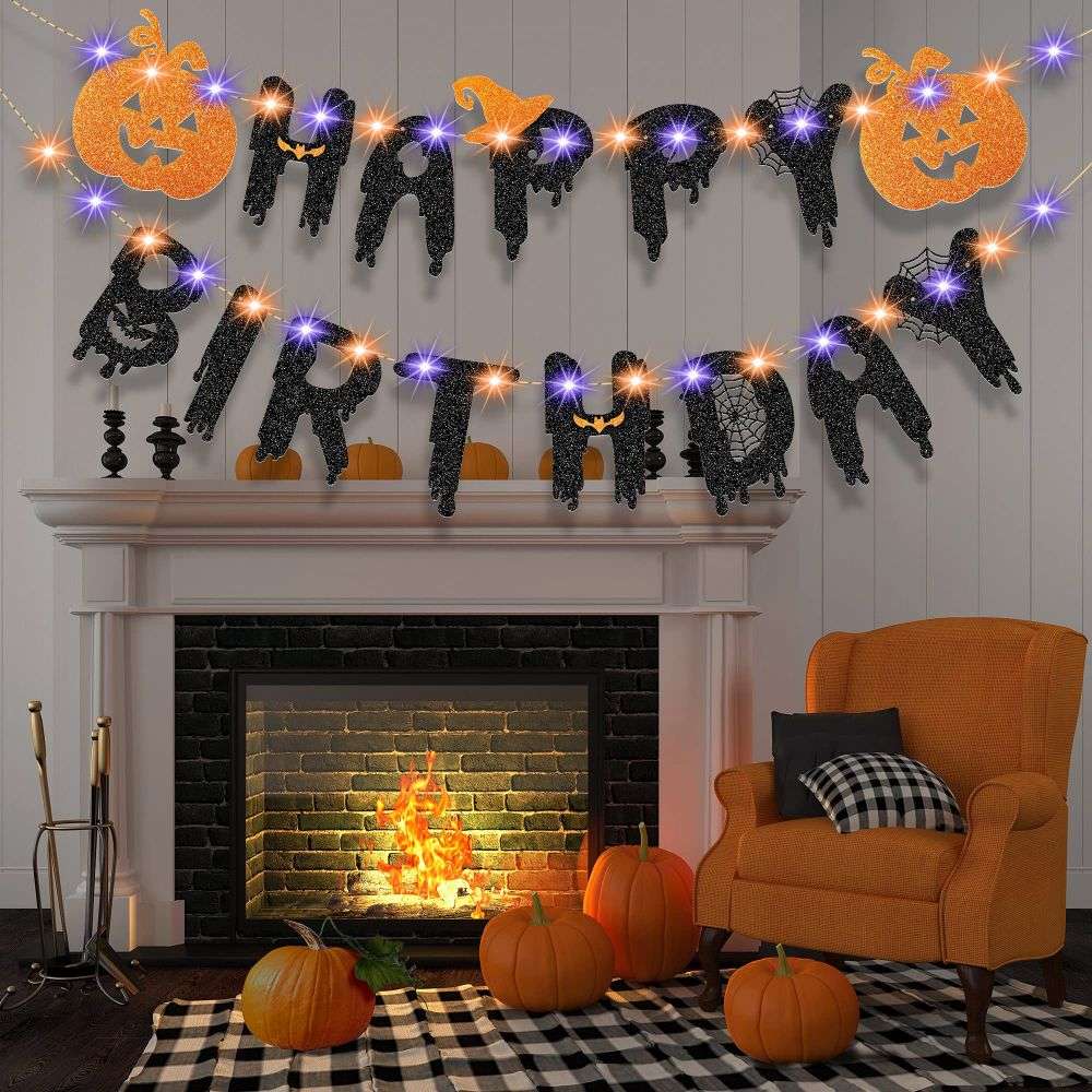 Halloween Party Banner with Pumpkin Pattern