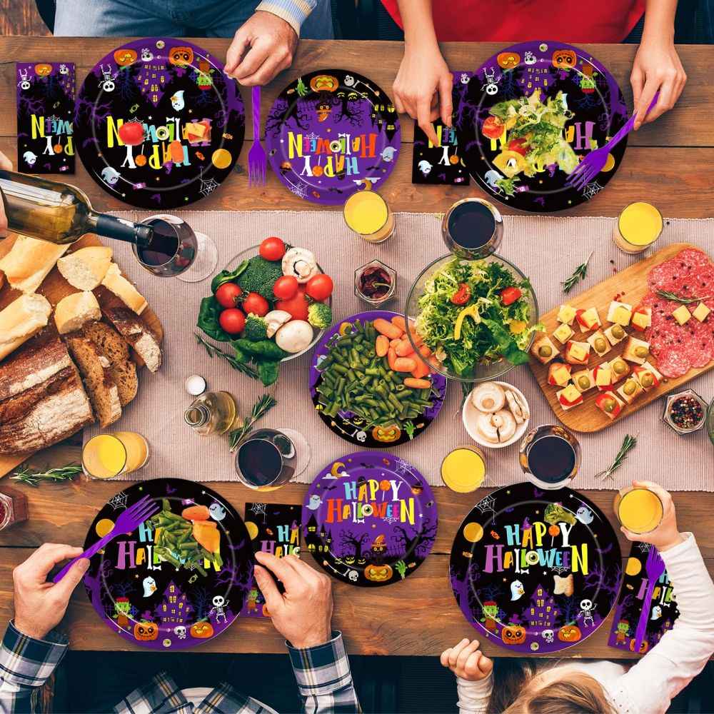 Halloween Party Plates and Napkins Set Table Decorations