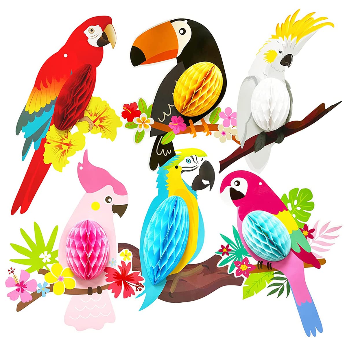 Hanging Parrot Honeycomb Paper Cutouts