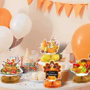 Honeycomb Paper Centerpieces for Thanksgiving Table Decorations