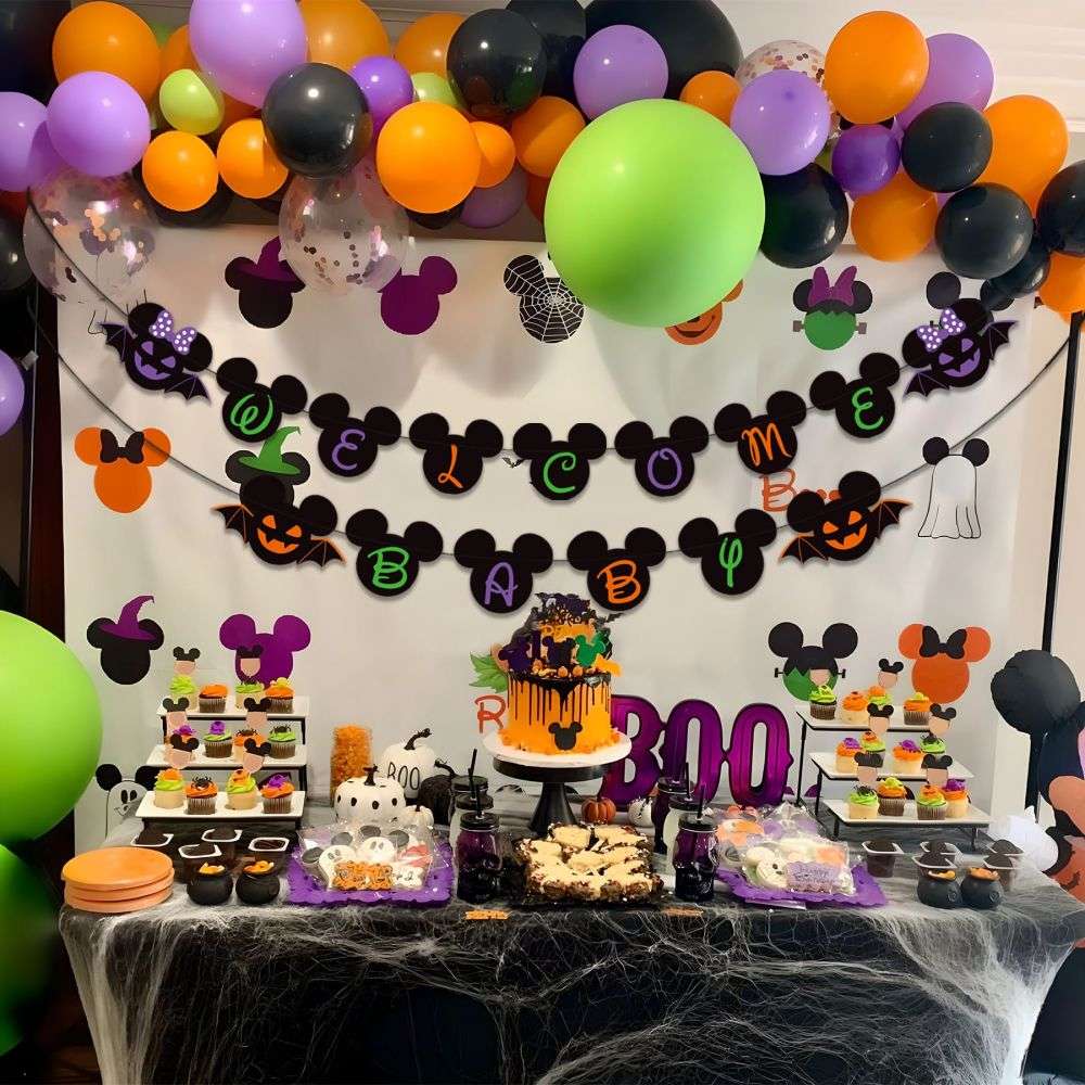Mouse Themed Decorations with Balloons, cake toppers and wall decorations