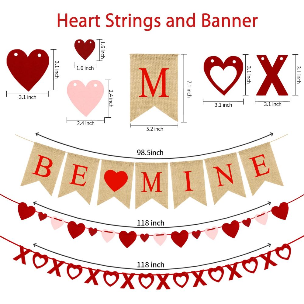 No DIY Required BE MINE Love Heart XO Garlands Banner