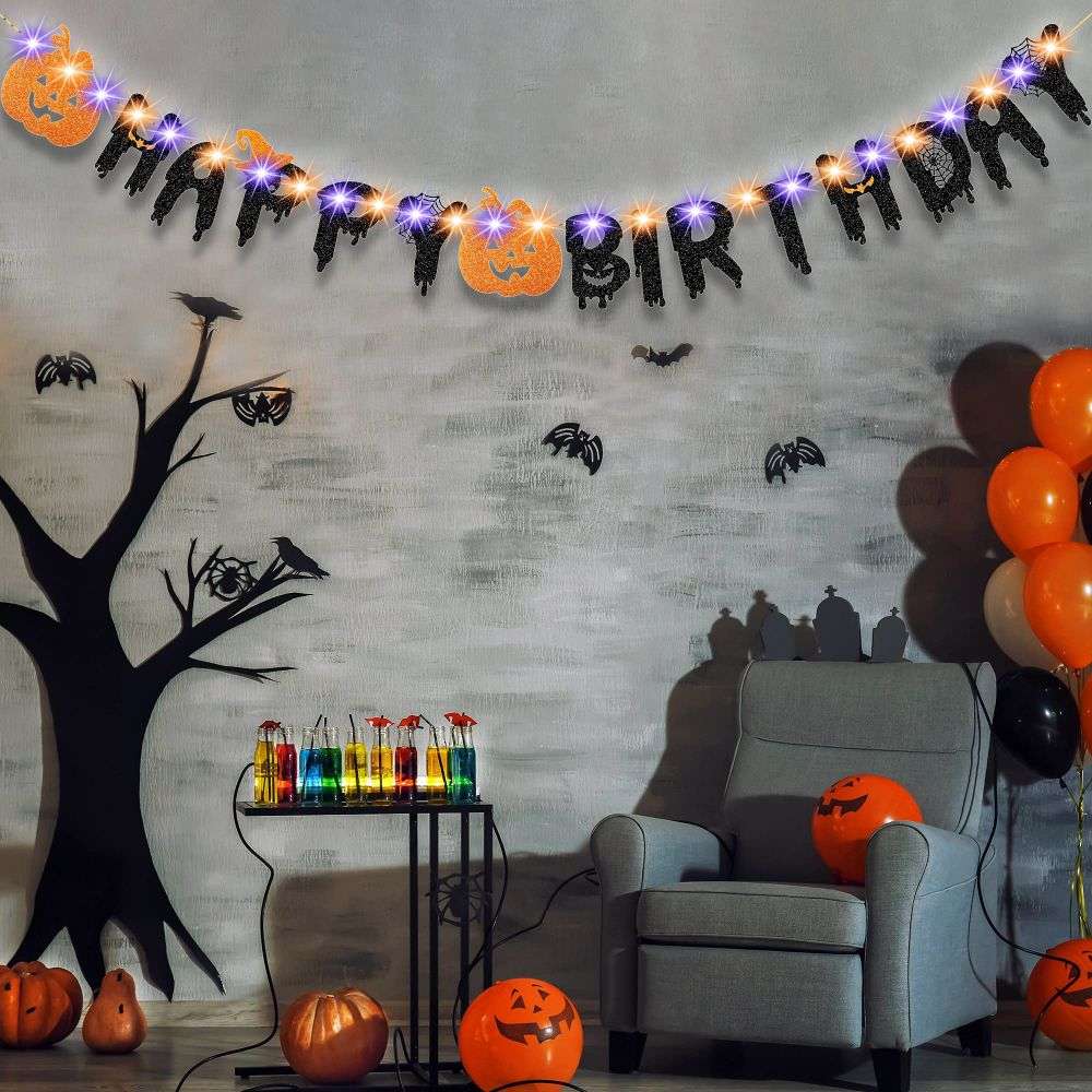 Party Banner with 8 Modes LED String Lights