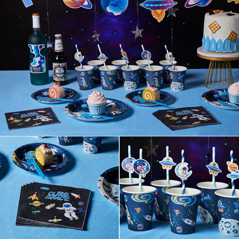 Planet Cupcake Wrappers Paper Cups Plates Straws Forks Set